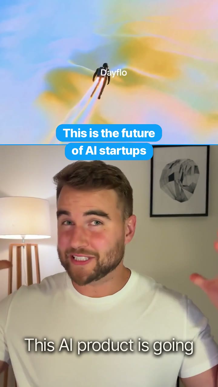 Rich presenting a Dayflow Reel with the headline This is the future of AI startups